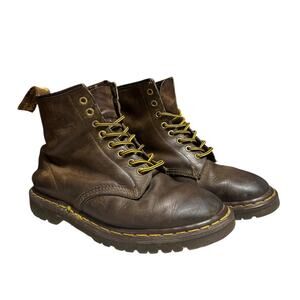 Vintage Dr Doc Martens England 1460 Womens Boots Size 9 Brown Leather Combat